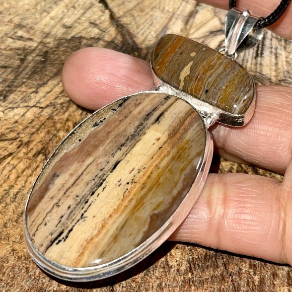 Large Dendritic Jasper Brown Patterned Pendant 3 1/4” - Picture 6 of 13